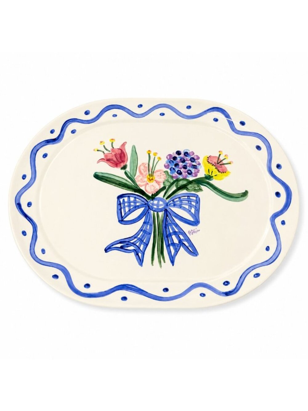Serving Platter Hand Painted Flowers Made in Charleston PAKL Hostess Pieces Gall